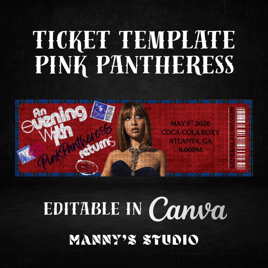 Pink Pantheress Customizable Ticket Template