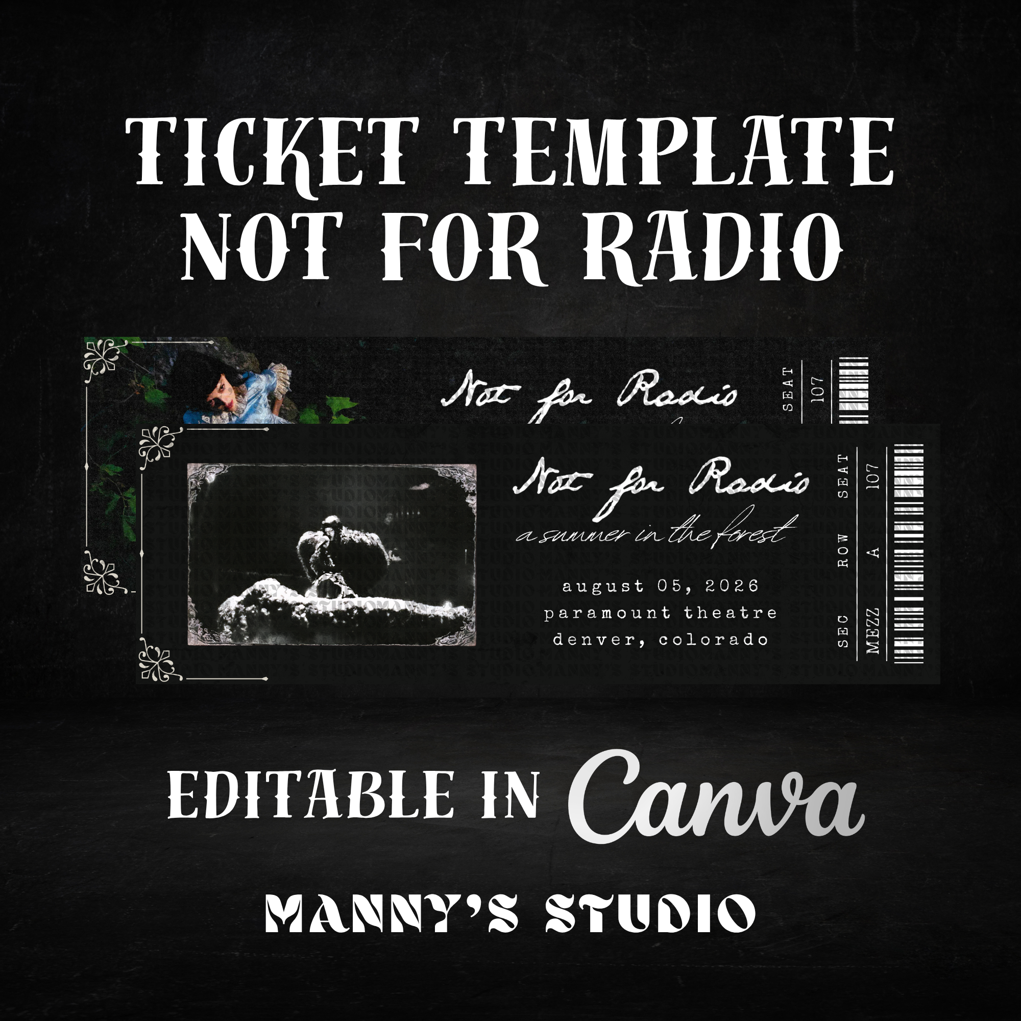 Not For Radio Customizable Ticket Template