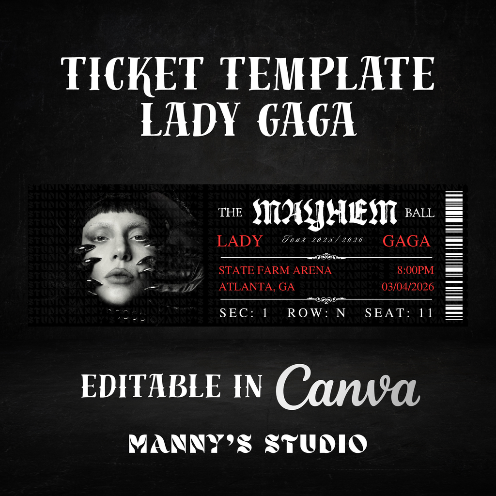 Lady Gaga Customizable Ticket Template