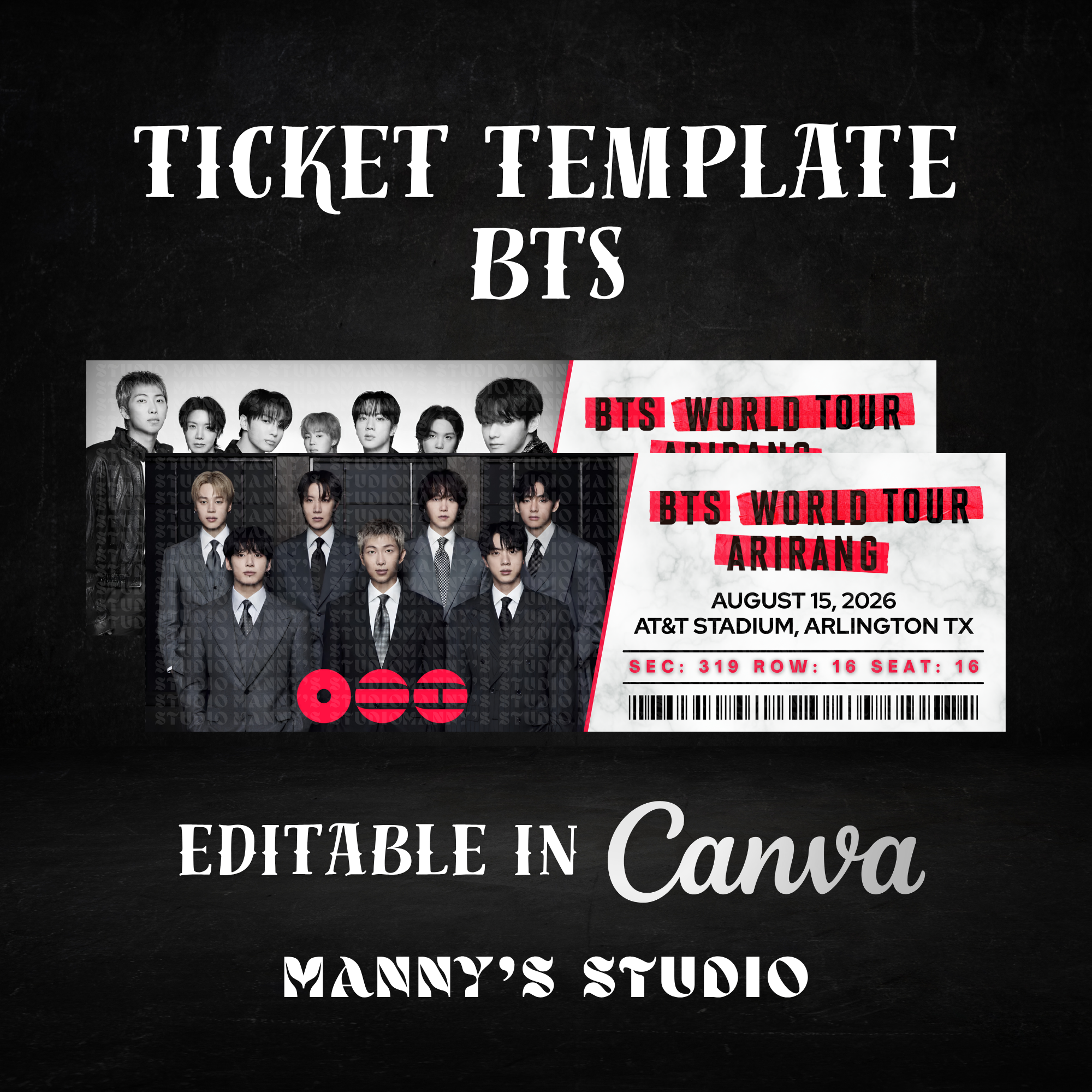 BTS Customizable Ticket Template