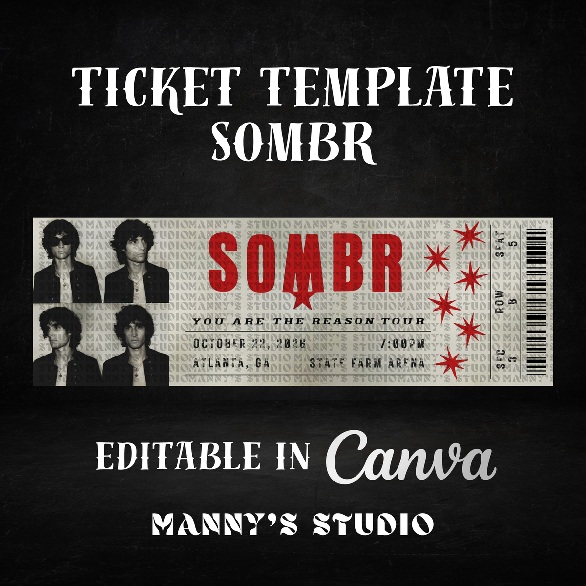 Sombr Customizable Ticket Template