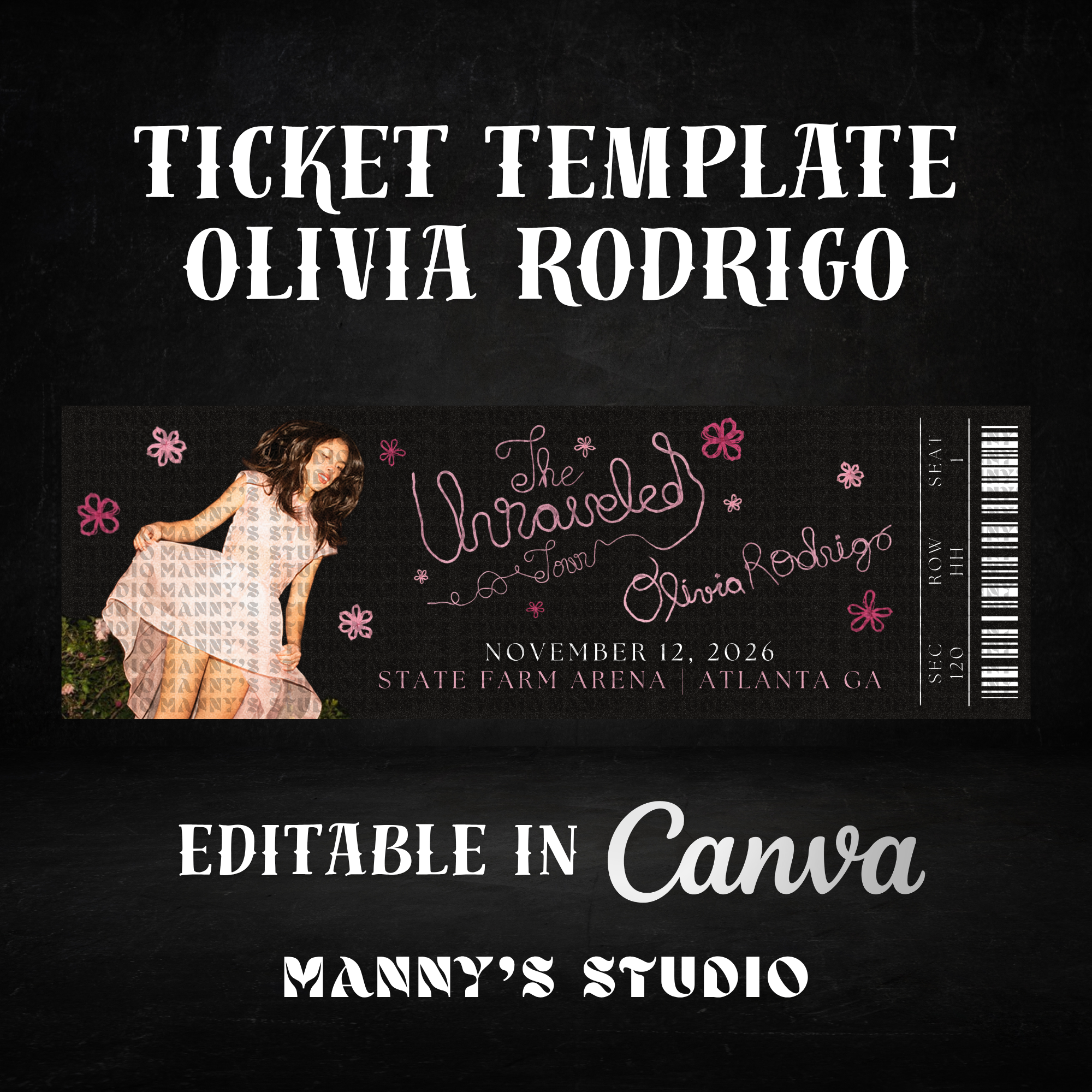 Olivia Rodrigo Customizable Ticket Template