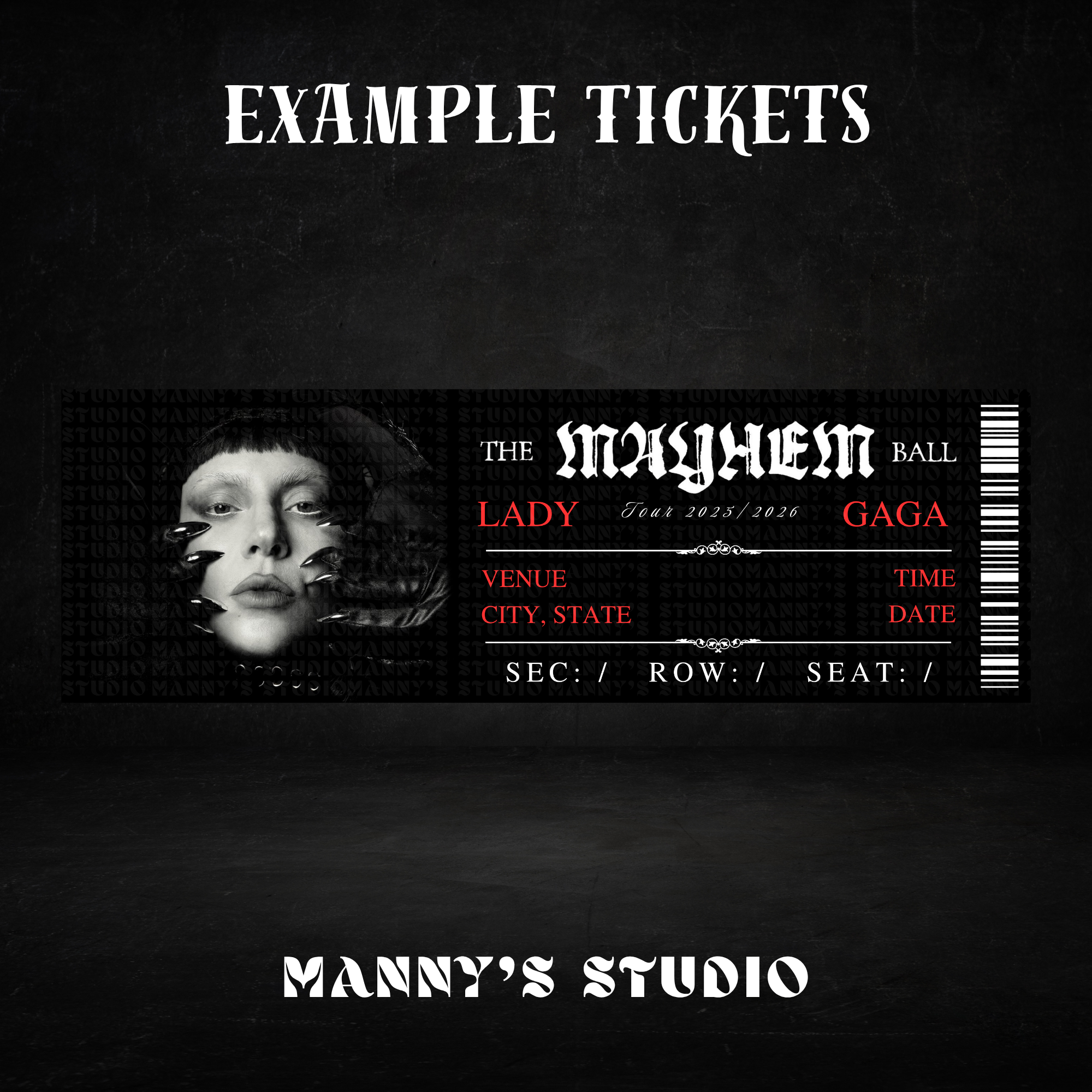 Lady Gaga Customizable Ticket Template