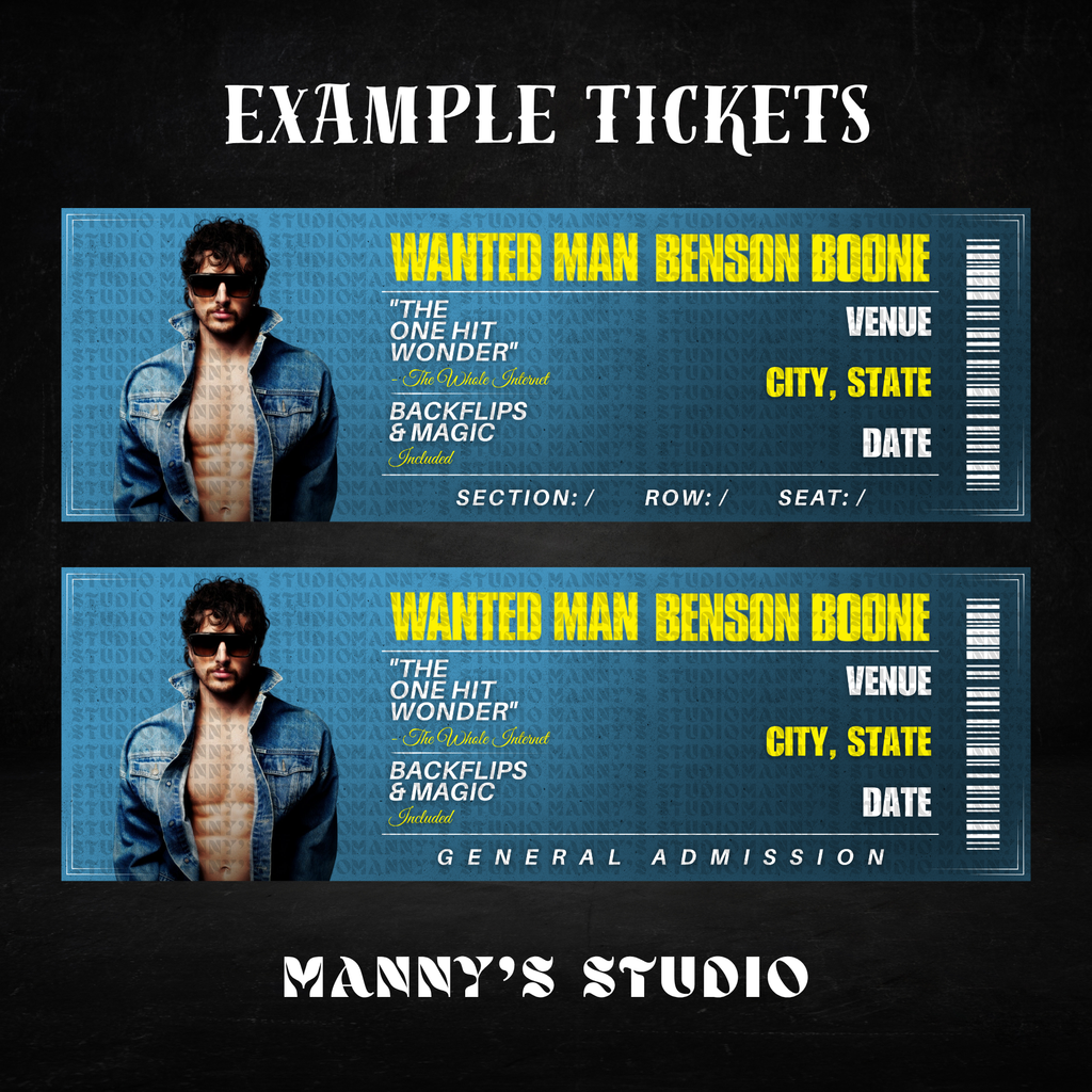 Benson Boone Customizable Ticket Template