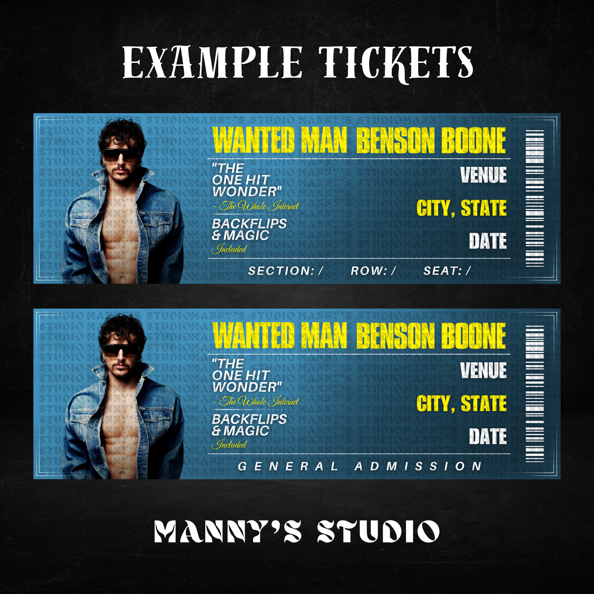 Benson Boone Customizable Ticket Template