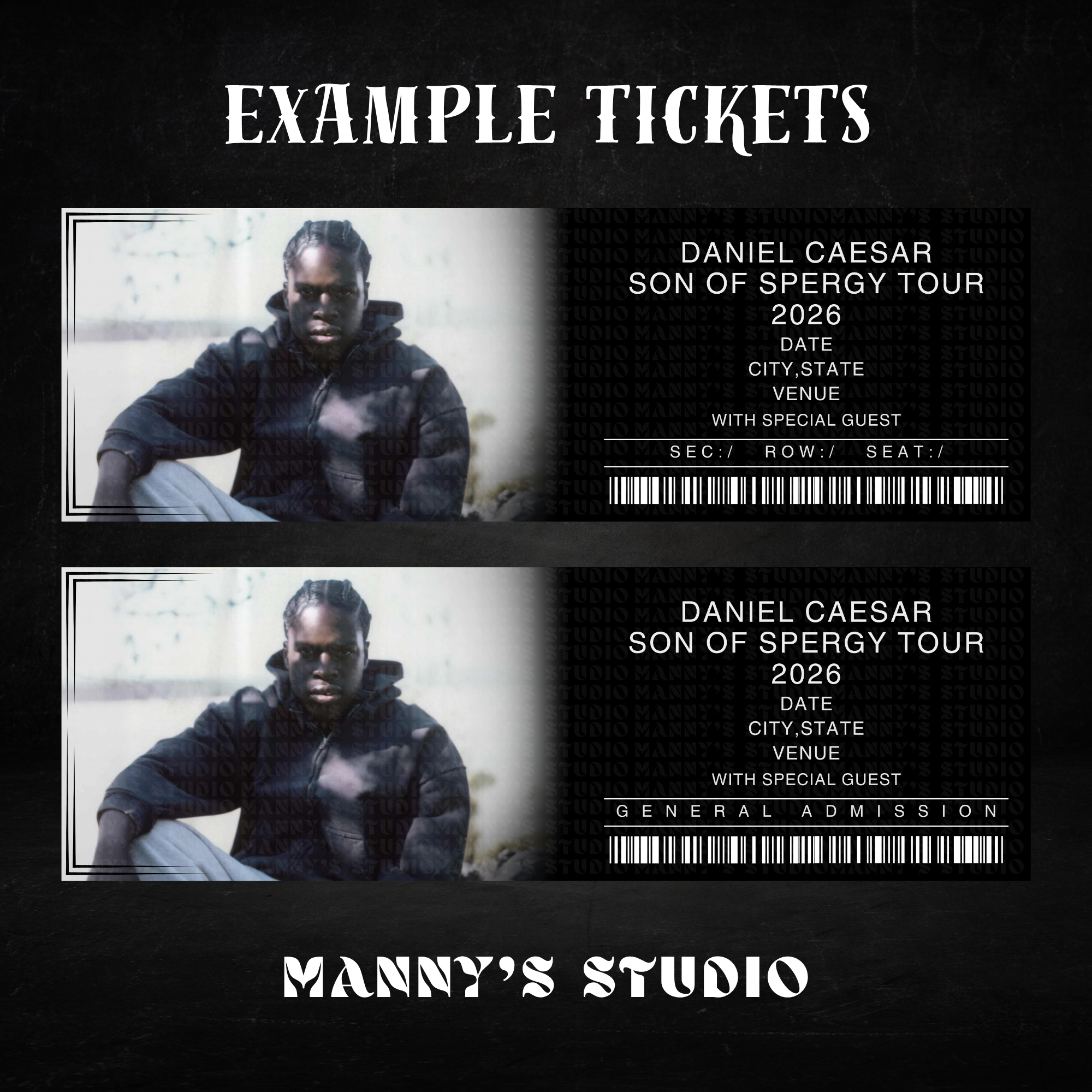 Daniel Caesar Customizable Ticket Template