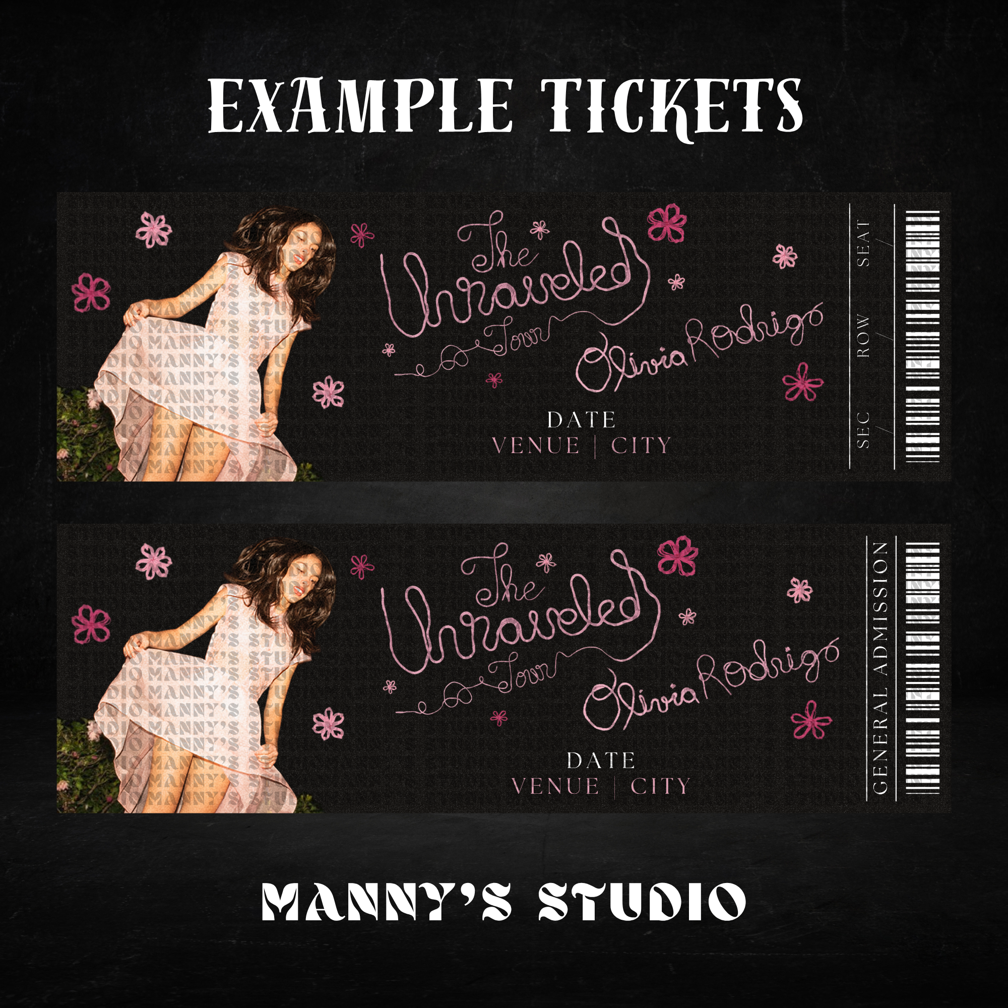 Olivia Rodrigo Customizable Ticket Template