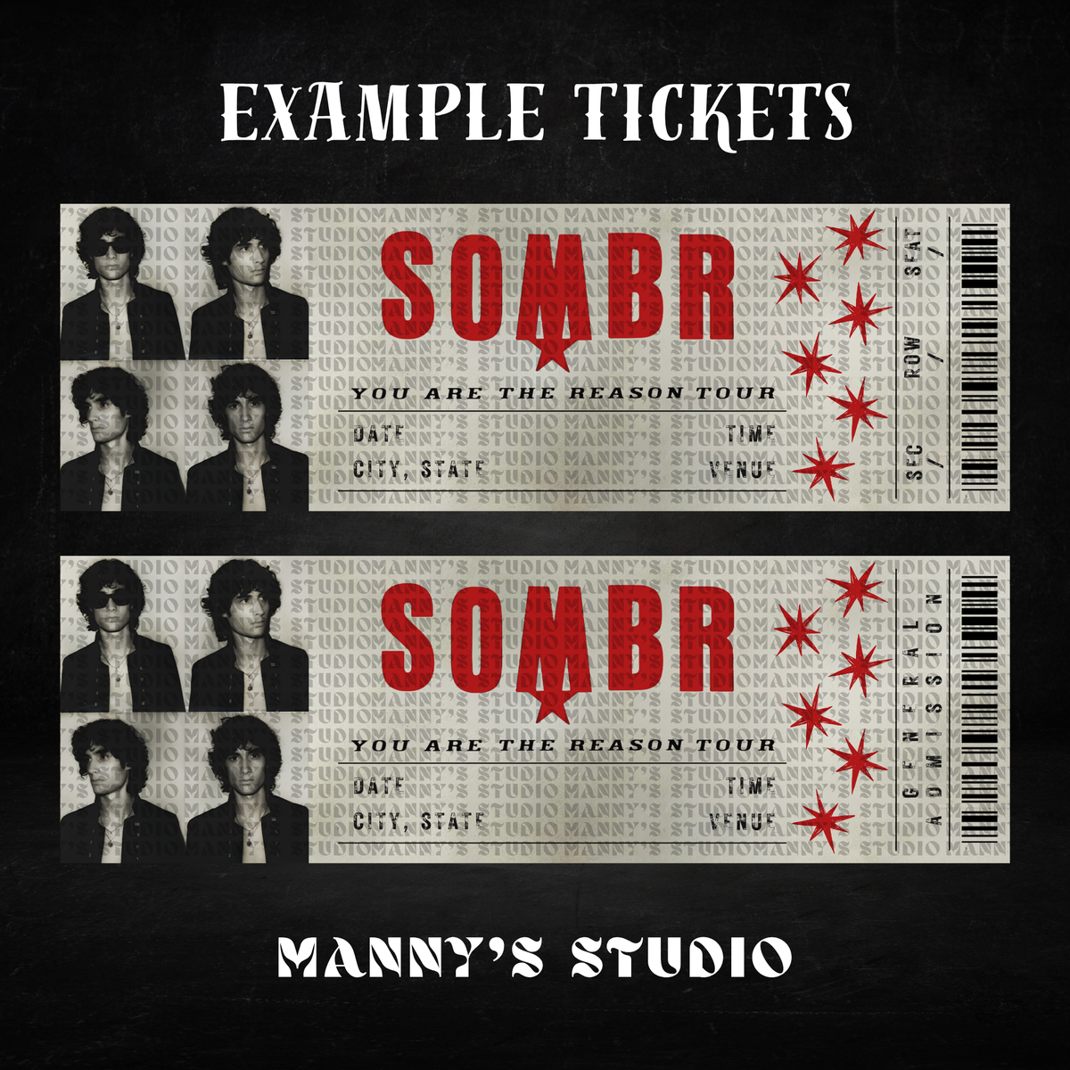 Sombr Customizable Ticket Template