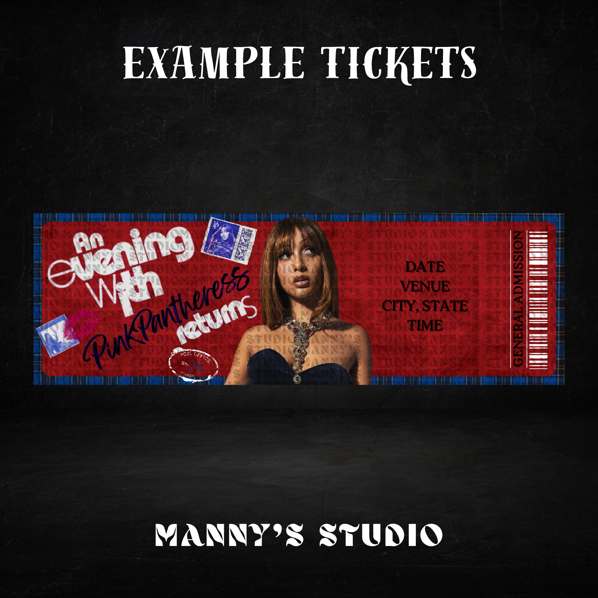 Pink Pantheress Customizable Ticket Template