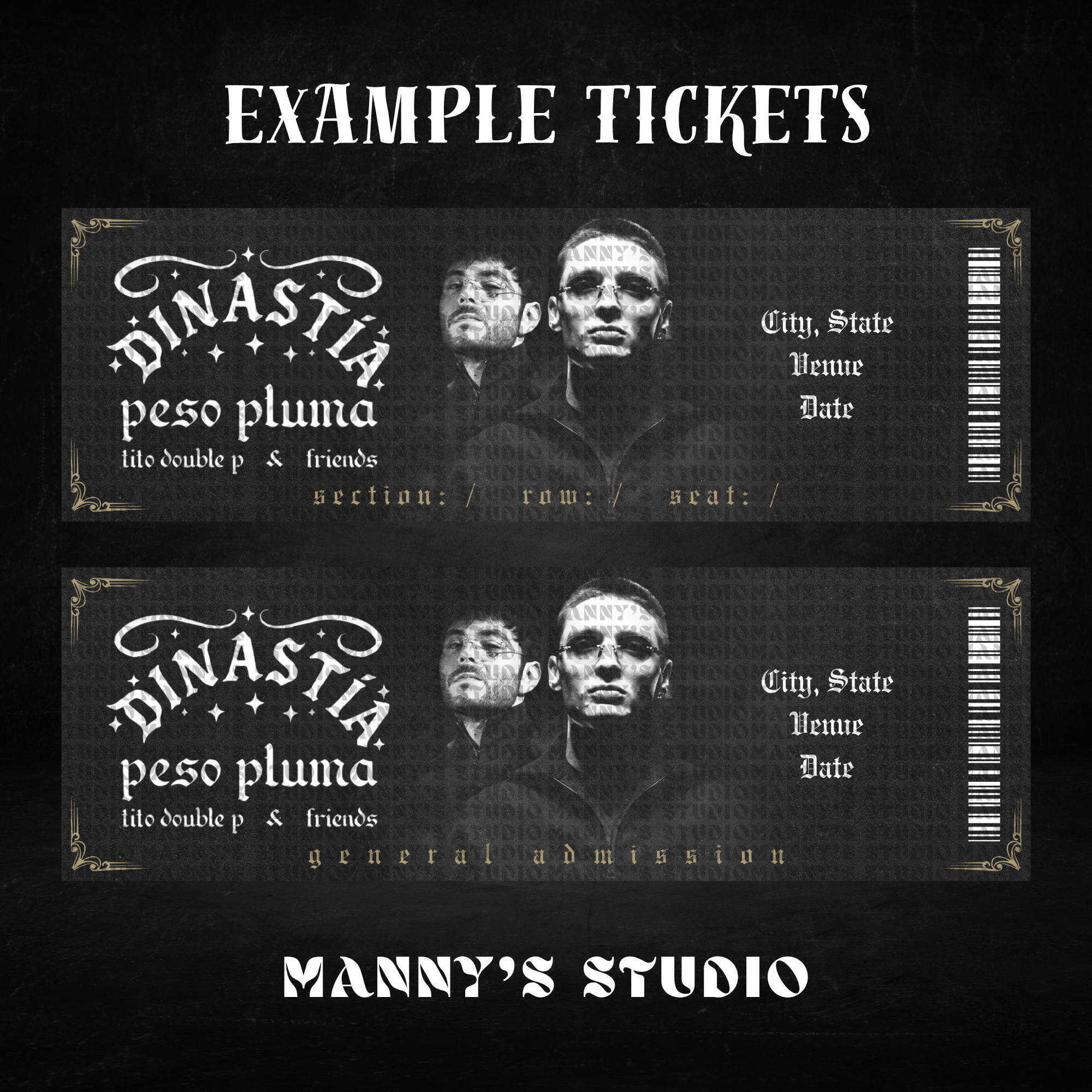 Peso Pluma & Tito Double P Customizable Ticket Template