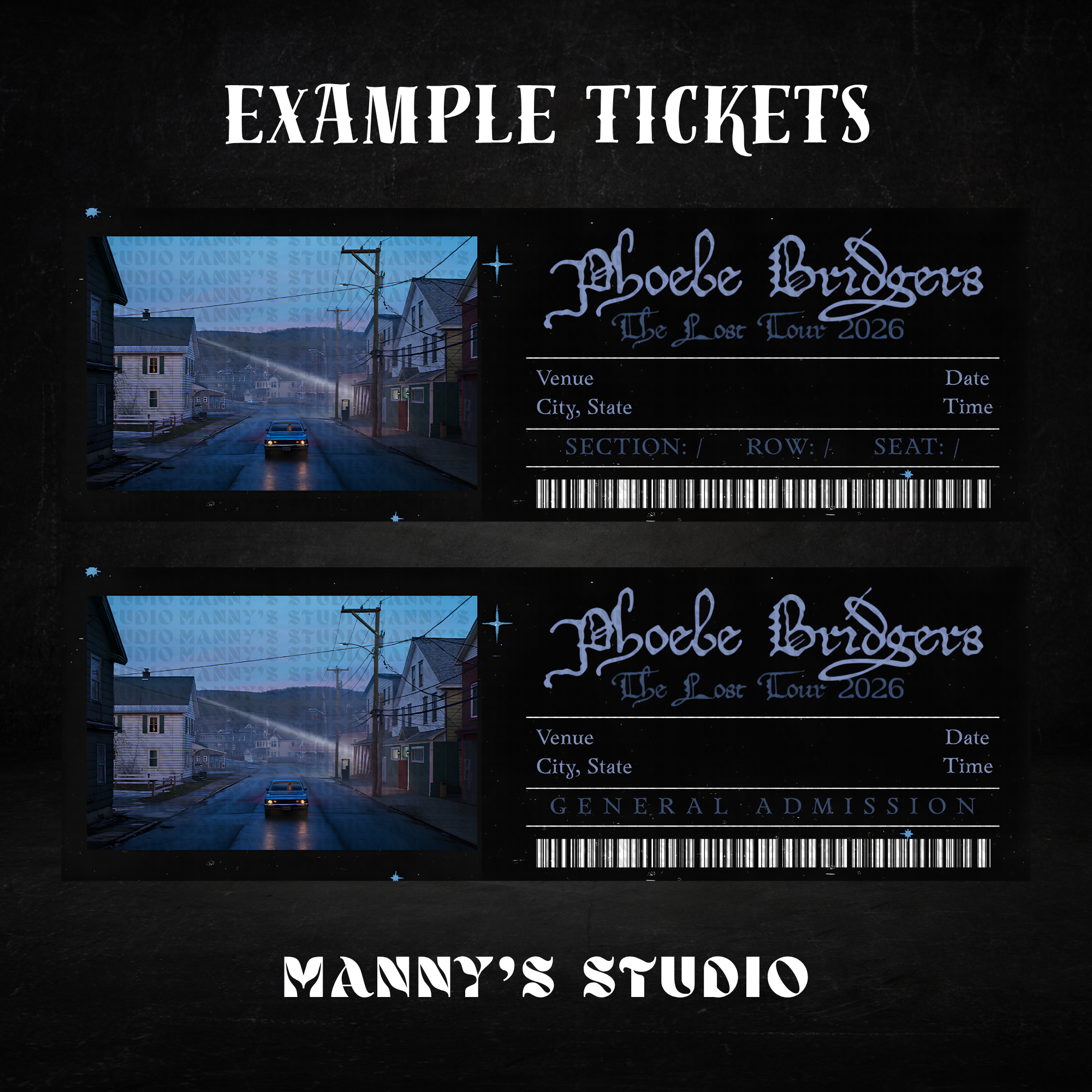 Phoebe Bridgers Customizable Ticket Template