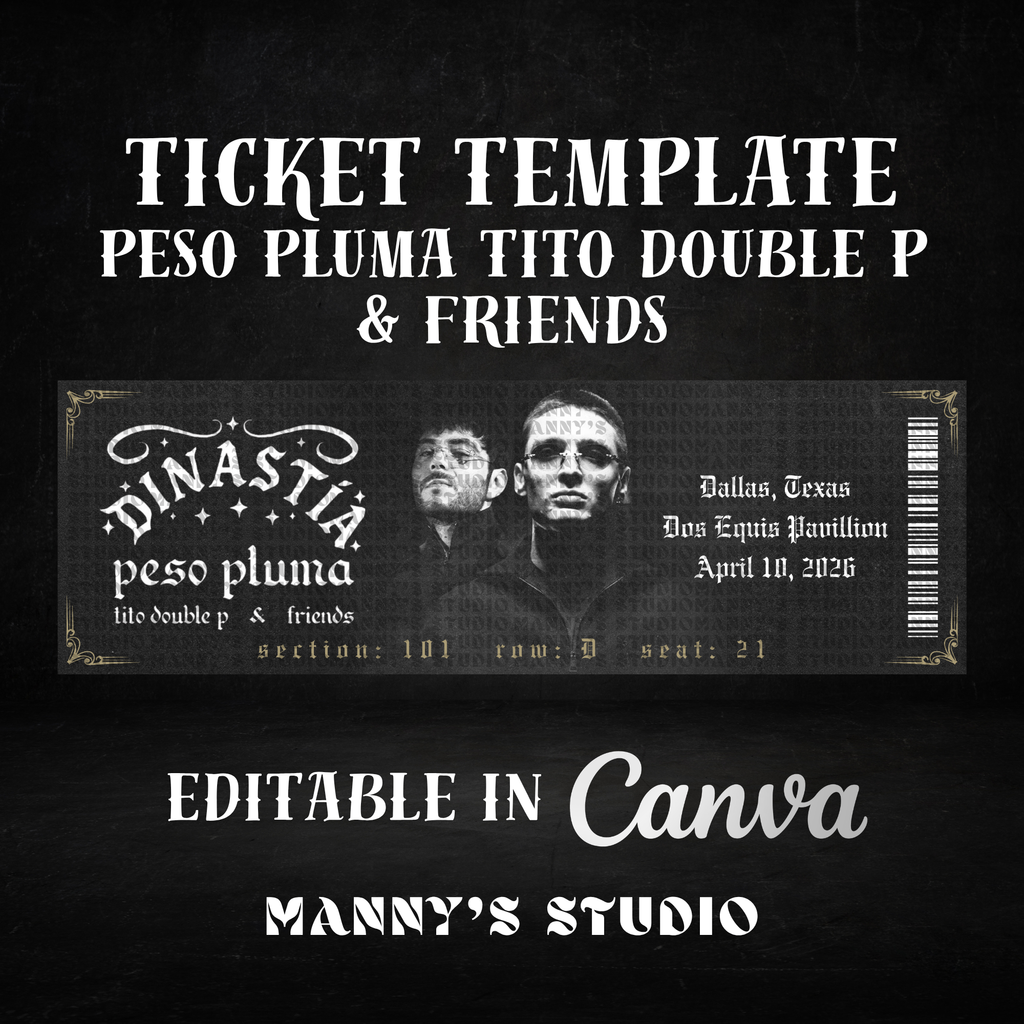 Peso Pluma & Tito Double P Customizable Ticket Template